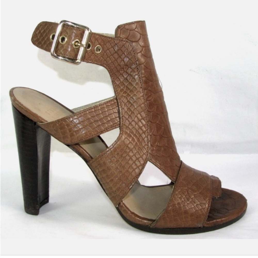 Stuart Weitzman Chunky High Heel Shoes in Toffee Camel Brown Sz 8.5 Maximalist